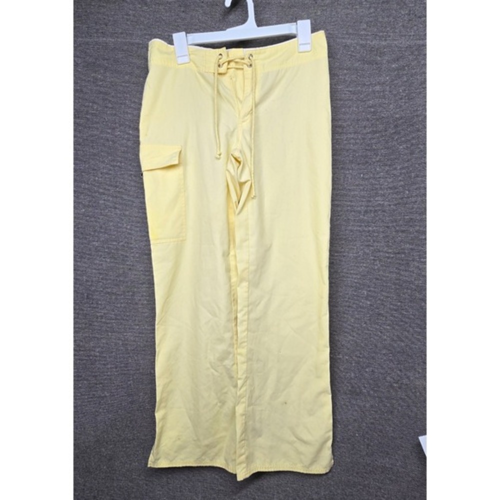 Vintage Yellow Lace Up Front Cargo Pants Womens Size Medium‎ Straight Leg Cotton